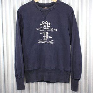 RRL Ralph Lauren Statement Pullover Navy Blue Sweatshirt Men's Medium AY134